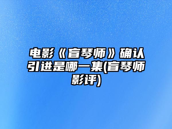 電影《盲琴師》確認引進(jìn)是哪一集(盲琴師影評)