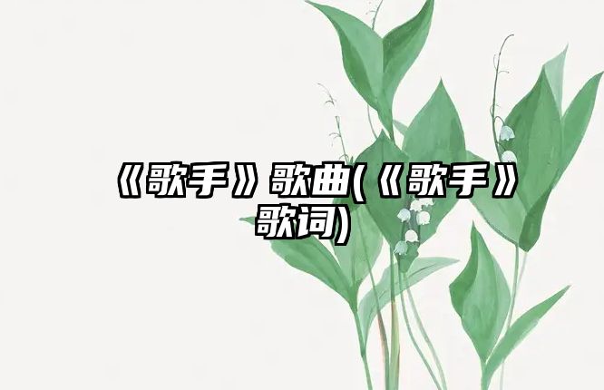 《歌手》歌曲(《歌手》歌詞)