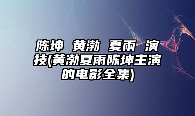 陳坤 黃渤 夏雨 演技(黃渤夏雨陳坤主演的電影全集)