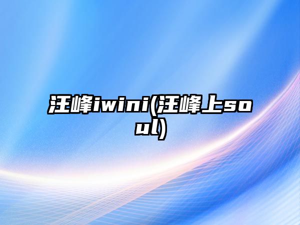 汪峰iwini(汪峰上soul)