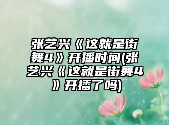 張藝興《這就是街舞4》開(kāi)播時(shí)間(張藝興《這就是街舞4》開(kāi)播了嗎)