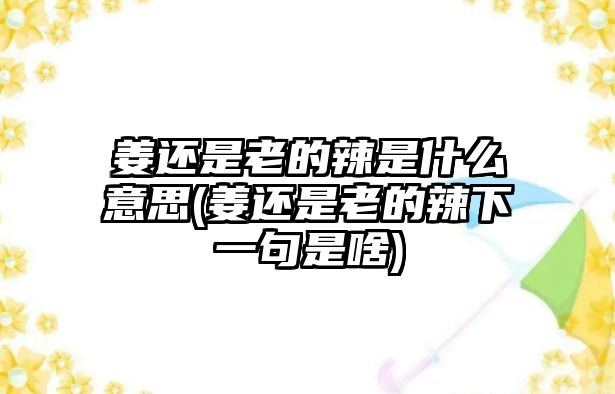 姜還是老的辣是什么意思(姜還是老的辣下一句是啥)