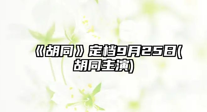 《胡同》定檔9月25日(胡同主演)