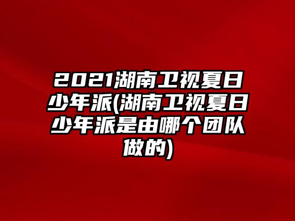 2021湖南衛視夏日少年派(湖南衛視夏日少年派是由哪個(gè)團隊做的)