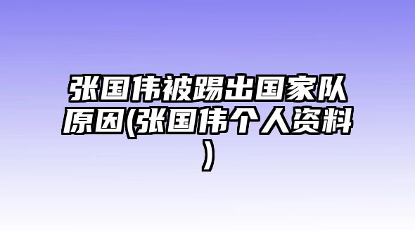 張國偉被踢出國家隊原因(張國偉個(gè)人資料)