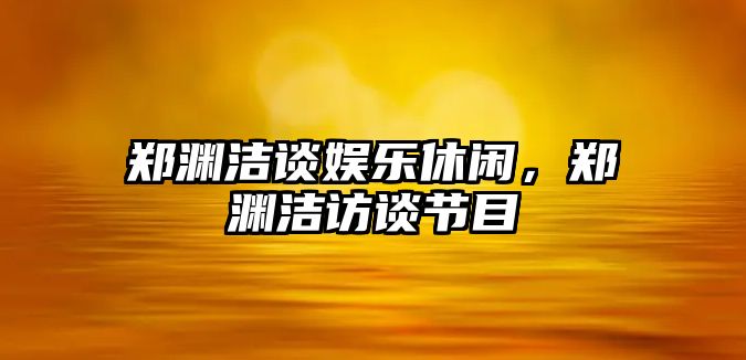 鄭淵潔談娛樂(lè )休閑，鄭淵潔訪(fǎng)談節目