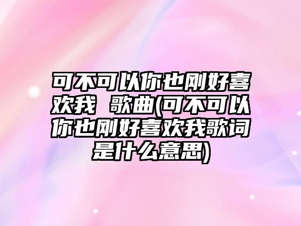 可不可以你也剛好喜歡我 歌曲(可不可以你也剛好喜歡我歌詞是什么意思)