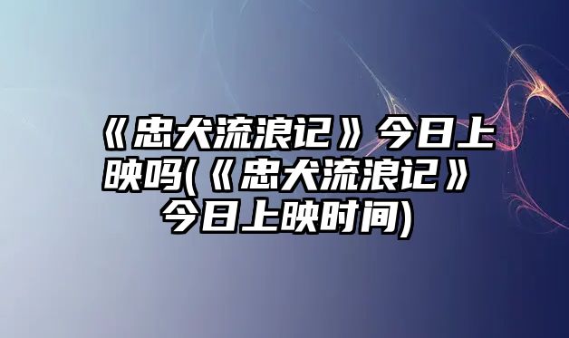 《忠犬流浪記》今日上映嗎(《忠犬流浪記》今日上映時(shí)間)