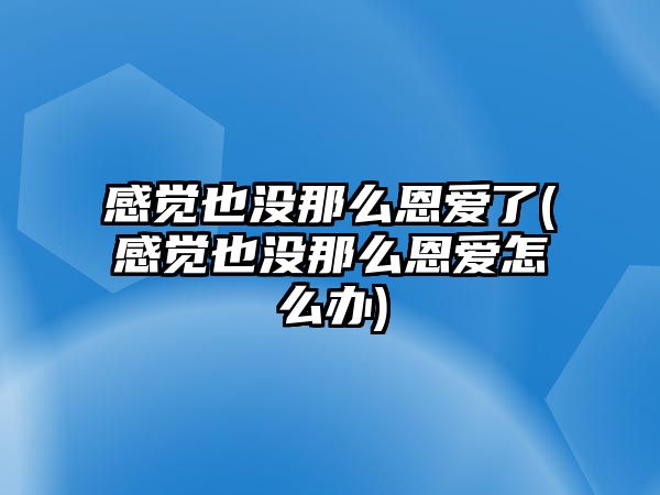 感覺(jué)也沒(méi)那么恩愛(ài)了(感覺(jué)也沒(méi)那么恩愛(ài)怎么辦)