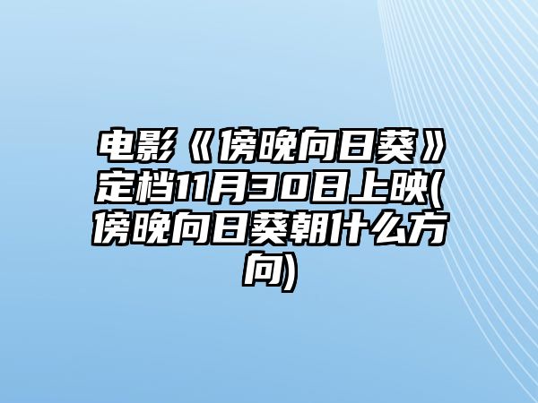 電影《傍晚向日葵》定檔11月30日上映(傍晚向日葵朝什么方向)