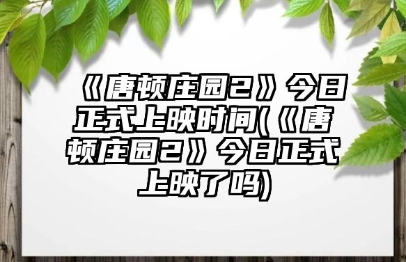 《唐頓莊園2》今日正式上映時(shí)間(《唐頓莊園2》今日正式上映了嗎)