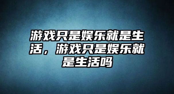 游戲只是娛樂(lè )就是生活，游戲只是娛樂(lè )就是生活嗎