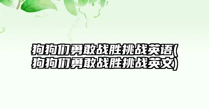 狗狗們勇敢戰勝挑戰英語(yǔ)(狗狗們勇敢戰勝挑戰英文)